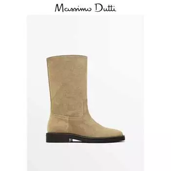 Ботинки Massimo Dutti замшевые, песочный
