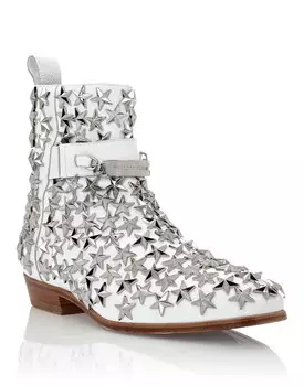 Ботинки Mid Flat Stars Philipp Plein, белый