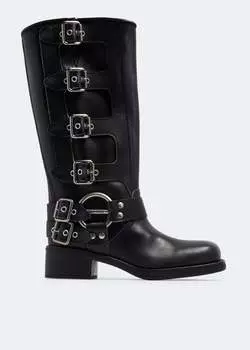 Ботинки Miu Miu Leather Biker, черный