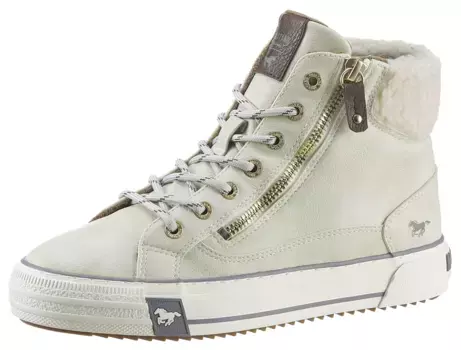 Ботинки Mustang Shoes на шнуровке, с внешней молнией, кремовый
