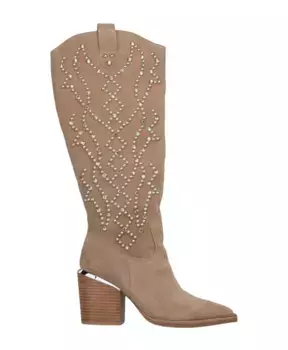 Ботинки на блочном каблуке с заклепками Alma En Pena, бежевый