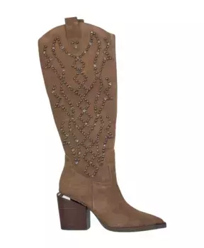 Ботинки на блочном каблуке с заклепками Alma En Pena, коричневый