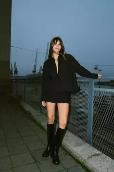 Ботинки на блочном каблуке ZARA, черный
