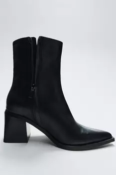 Ботинки на блочном каблуке ZARA, черный