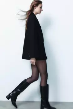 Ботинки на блок-кабкаке с отстрочкой ZARA, черный