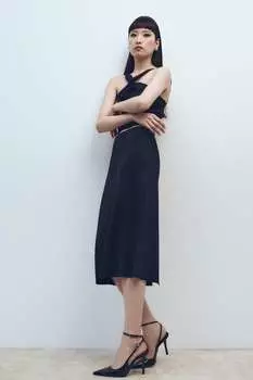 Ботинки на каблоке с животным принтом ZARA, черный