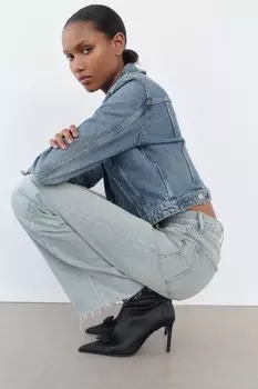 Ботинки на каблуке с бантом ZARA, черный