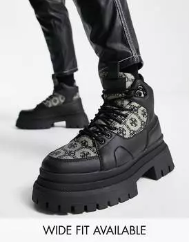 Ботинки на массивной подошве со шнуровкой и монограммой ASOS DESIGN