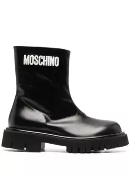 Ботинки на молнии с тисненым логотипом Moschino, черный