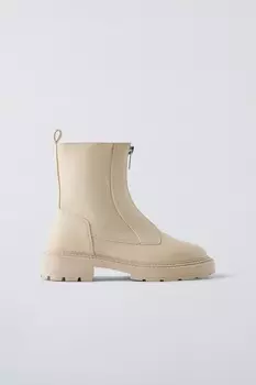 Ботинки на молнии ZARA, экрю белый