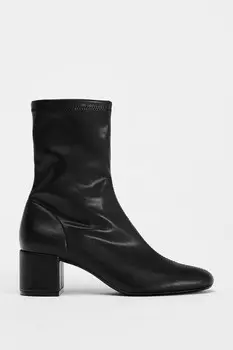 Ботинки на мягком блочном каблуке ZARA, черный