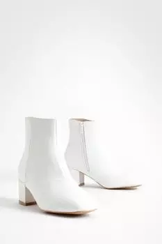 Ботинки на низком каблуке широкой ширины Boohoo, белый