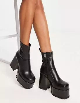 Ботинки на платформе ASOS Erika из кожи премиум-класса черного цвета