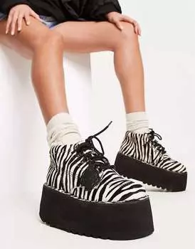 Ботинки на платформе Kickers Kick на платформе с зебровым принтом