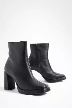 Ботинки на платформе с квадратным носком Boohoo, черный