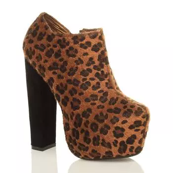 Ботинки на платформе с леопардовым принтом на высоком блочном каблуке AJVANI, мультиколор