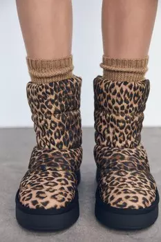 Ботинки на платформе с мягкой подкладкой ZARA, цвет leopard