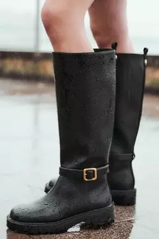 Ботинки на плоской подошве с треским узором ZARA, черный