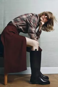 Ботинки на плоской подошве ZARA, бордовый