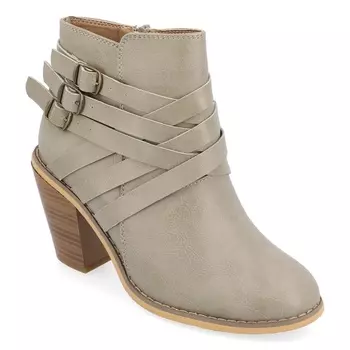 Ботинки на широком каблуке с ремешком на лодыжке Journee, stone