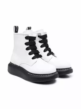 Ботинки на шнуровке Alexander McQueen Kids, белый