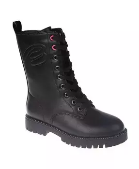 Ботинки на шнуровке для маленьких и больших девочек с тиснением и надписью Bebe, черный