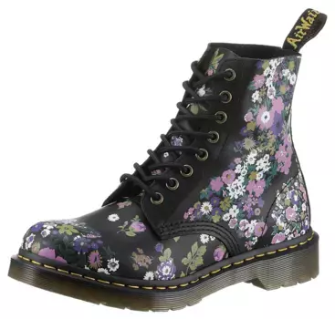 Ботинки на шнуровке DR. MARTENS "1460 Pascal", с петлей на каблуке, цвет Schwarz-Multi Vintage Floral