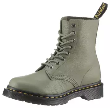 Ботинки на шнуровке DR. MARTENS "1460 Pascal", блочный каблук, шнуровка, ботильоны на блочном каблуке 3 см, оливковый