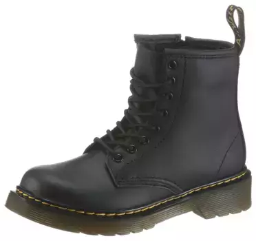 Ботинки на шнуровке DR. MARTENS "8 Eye Boot ROMARIO", детская обувь, ботинки для отдыха с дополнительной внутренней молнией, черный
