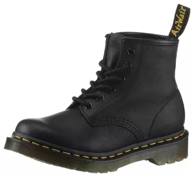 Ботинки на шнуровке DR. MARTENS "VIRGINIA", блочный каблук, шнуровка, ботильоны с практичной шнуровкой, черный