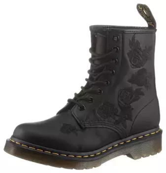 Ботинки на шнуровке DR. MARTENS "Vonda Mon 8-Eye Boot", туфли на шнуровке, ботильоны с монохромной вышивкой роз, черный
