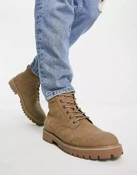 Ботинки на шнуровке из искусственной замши с каменной подошвой ASOS DESIGN