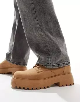 Ботинки на шнуровке коричневого цвета с толстой подошвой ASOS DESIGN