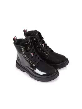 Ботинки на шнуровке с блестками Tommy Hilfiger Junior, черный