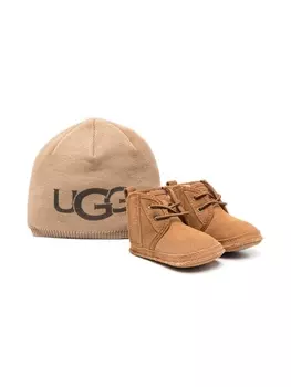 Ботинки на шнуровке с подкладкой из овчины UGG Kids, коричневый