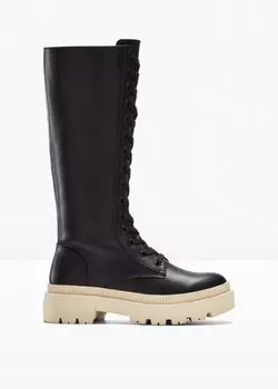 Ботинки на шнуровке с широким голенищем Rainbow, черный