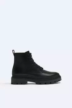 Ботинки на шнуровке ZARA, черный
