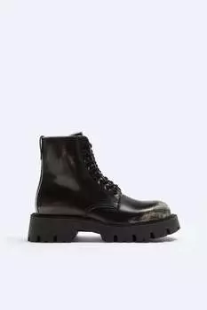 Ботинки на шнуровке ZARA, черный