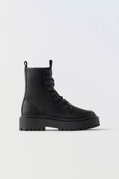 Ботинки на шнуровке ZARA, черный