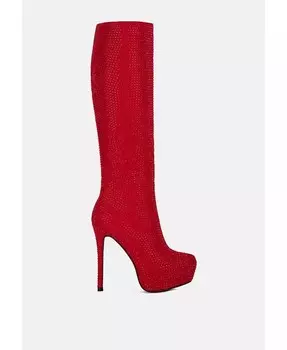 ботинки на шпильке со стразами Nebula и декором из стразов London Rag, красный