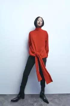 Ботинки на высоком каблуке mock croc ZARA, черный