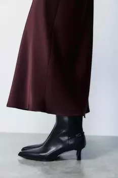 Ботинки на высоком каблуке с пряжкой ZARA, черный