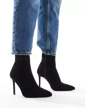 Ботинки-носки Wide Fit Evie на высоком каблуке черного цвета ASOS DESIGN