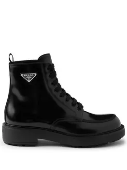 Ботинки Prada из матовой кожи, черный