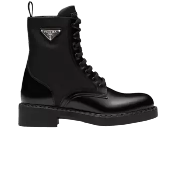 Ботинки Prada Wmns Brushed Leather and Re-Nylon Ankle Boot Black, черный