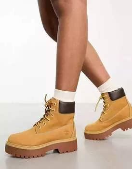 Ботинки премиум-класса на высокой платформе Timberland 6 дюймов из кожи пшеничного нубука