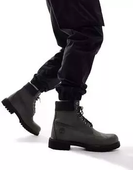 Ботинки премиум-класса Timberland 6 дюймов из серой кожи нубука