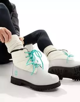 Ботинки-пуховики Timberland 6 дюймов из светло-серой кожи нубука