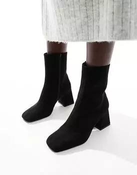 Ботинки Record smart mid-boots в черном микро ASOS DESIGN
