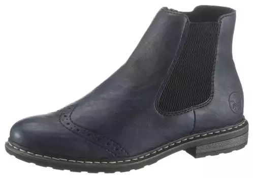 Ботинки Rieker Chelsea, с перфорацией Lyra, узкой формы, синий